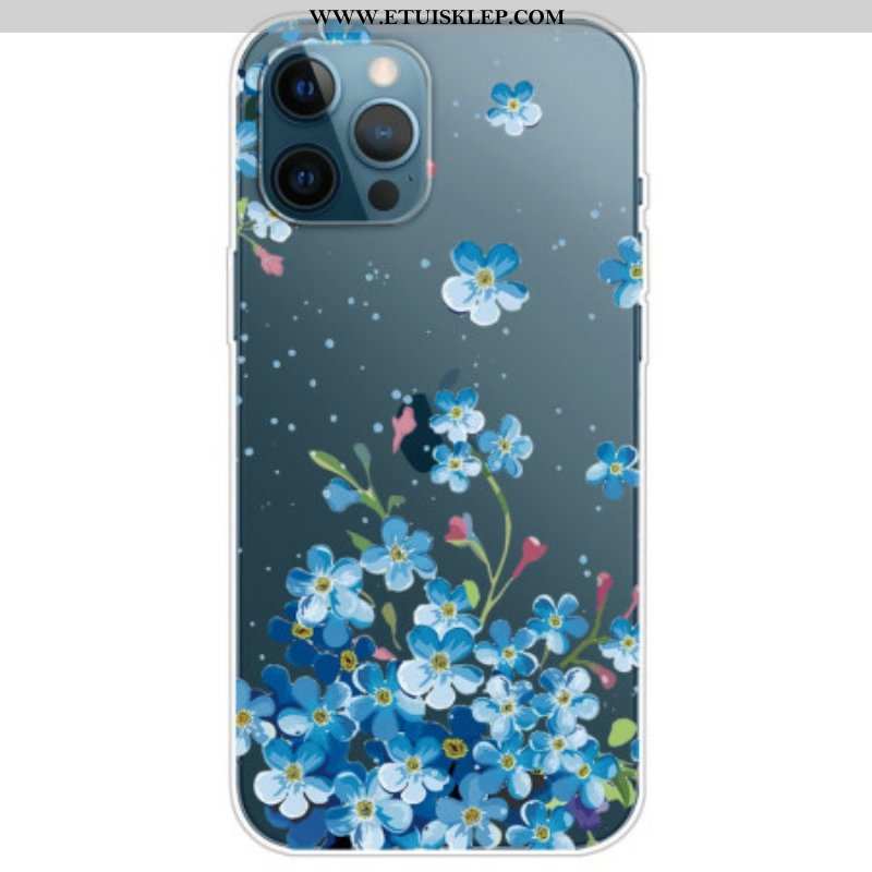 Etui do iPhone 14 Pro Bezszwowi Błękitni Kwiaty